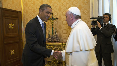 President Obama and Pope Francisco. 2014. Photograph. Tele Cinco, Spain. Web. 30 Mar 2014. <http://ow.ly/vbRhN >.